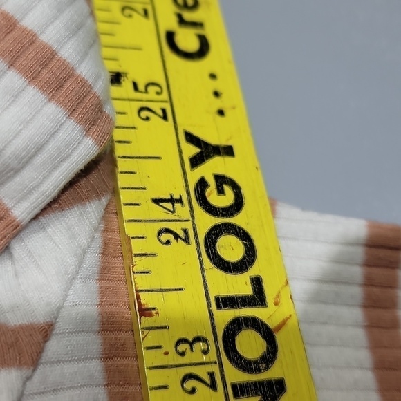 A New Day Striped White Tan Short Sleeve Tee - Picture 5 of 7